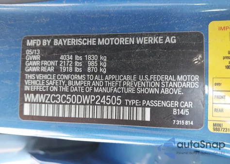 2013 Mini Countryman Cooper S from USA, damaged, VIN WMWZC3C50DWP24505